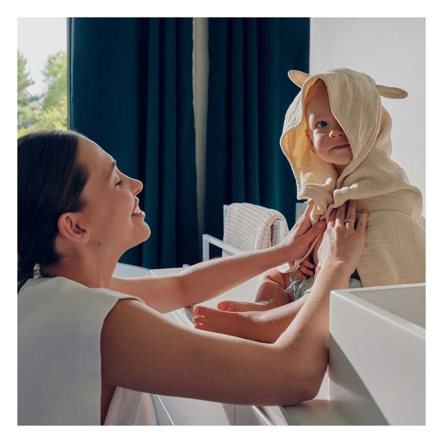 Lionelo - Asciugamano per bambini con cappuccio MUSLIN HOODED TOWEL Beige Cappuccino