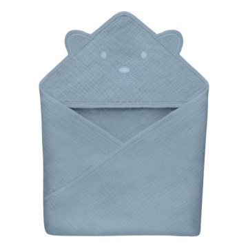 Lionelo - Asciugamano per bambini con cappuccio MUSLIN HOODED TOWEL Grey Sky
