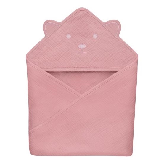 Lionelo - Asciugamano per bambini con cappuccio MUSLIN ROSA