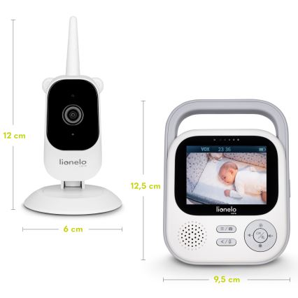 Lionelo - Baby monitor BABYLINE 3.2 con display, 5V 2600 mAh