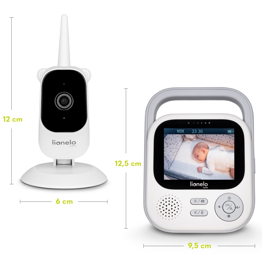 Lionelo - Baby monitor BABYLINE 3.2 con display, 5V 2600 mAh