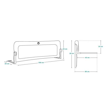 Lionelo - Barriera di sicurezza per letto EVA grigia