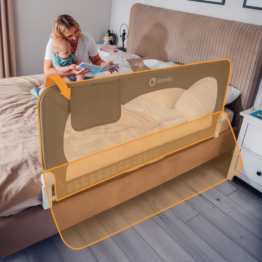 Lionelo - Barriera di sicurezza per letto HANNA Grey Melange