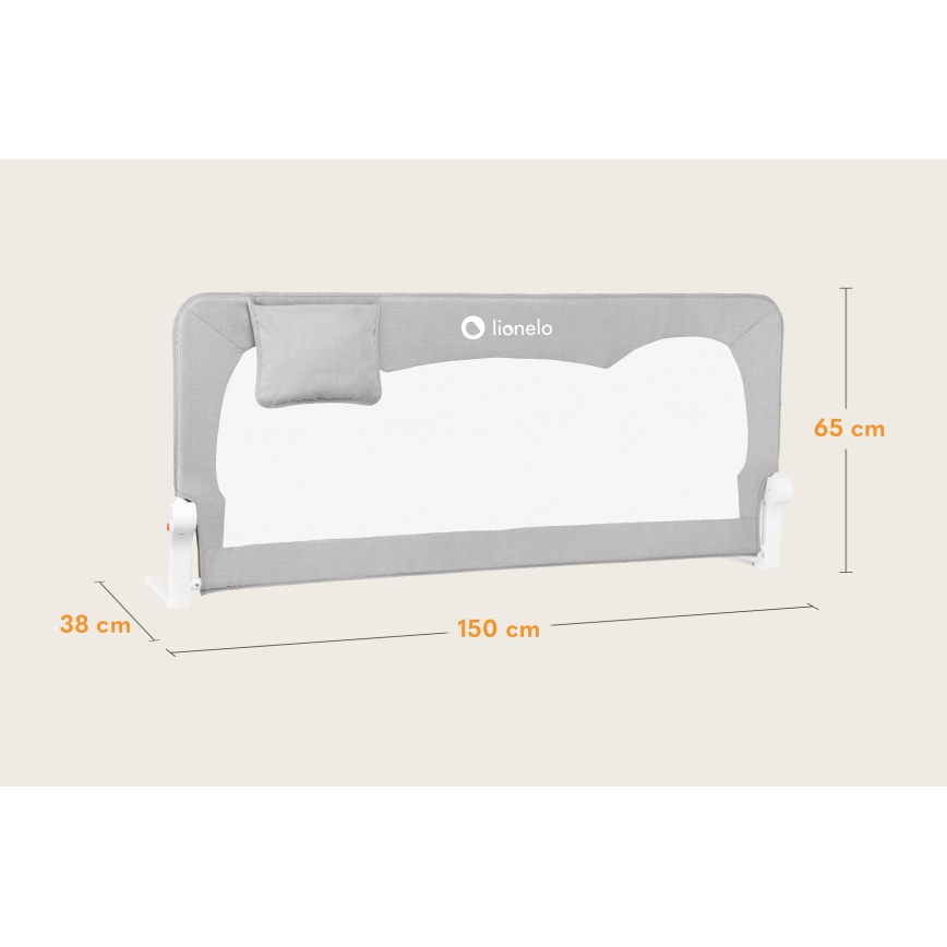 Lionelo - Barriera di sicurezza per letto HANNA Grey Melange