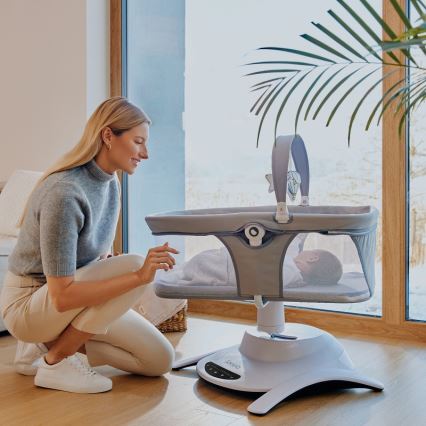 Lionelo - Sdraietta per neonati con melodia 2 in 1 BELLA 4xAA Grigio Cemento + telecomando