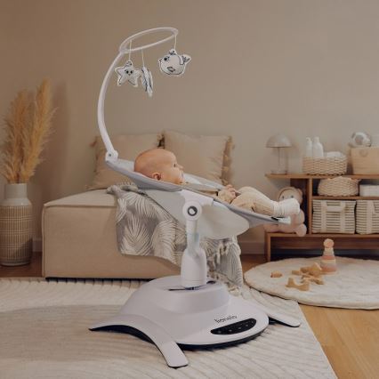 Lionelo - Sdraietta per neonati con melodia 2 in 1 BELLA 4xAA Grigio Cemento + telecomando