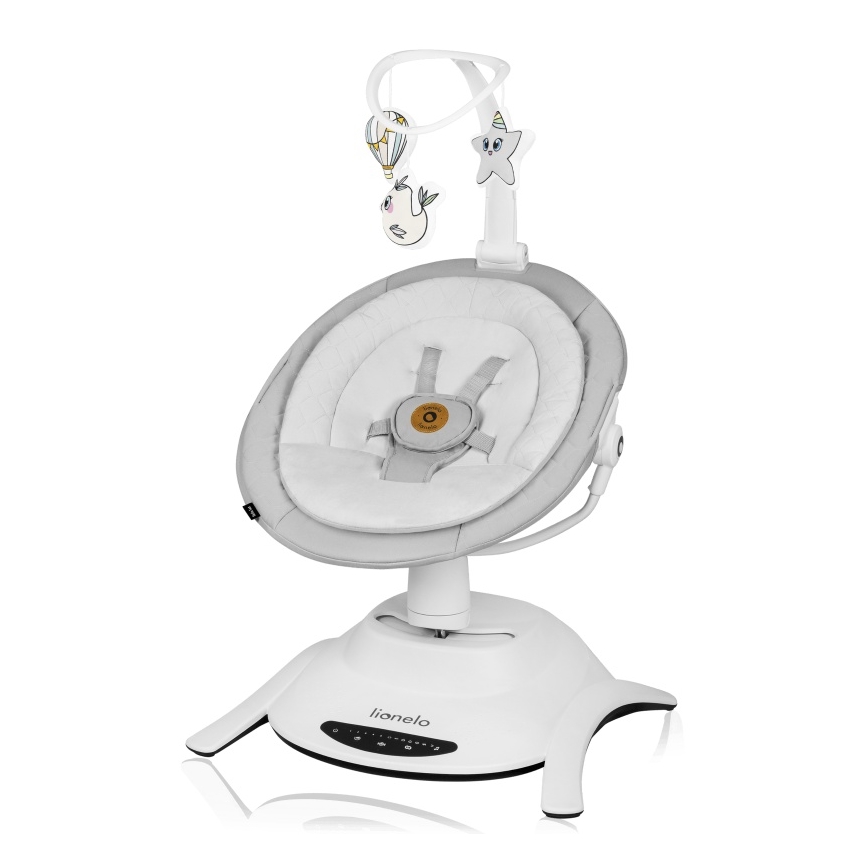Lionelo - Sdraietta per neonati con melodia 2 in 1 BELLA 4xAA Grigio Cemento + telecomando