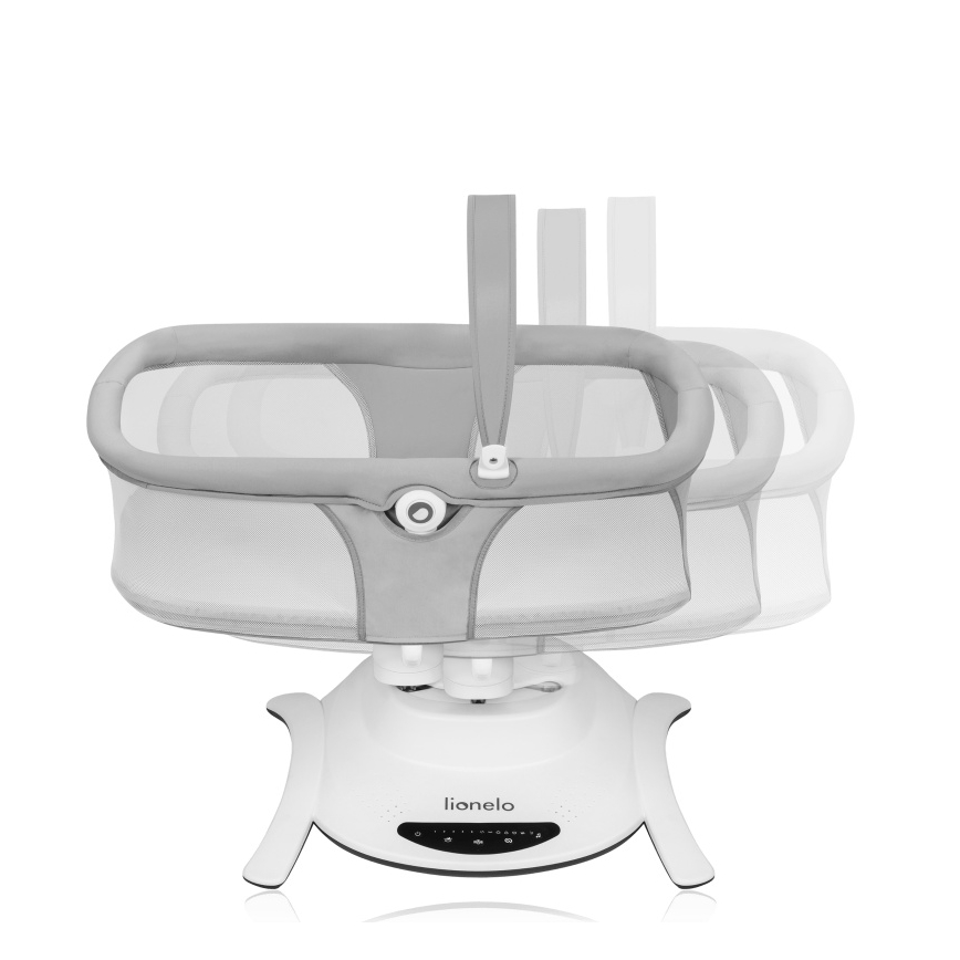 Lionelo - Sdraietta per neonati con melodia 2 in 1 BELLA 4xAA Grigio Cemento + telecomando