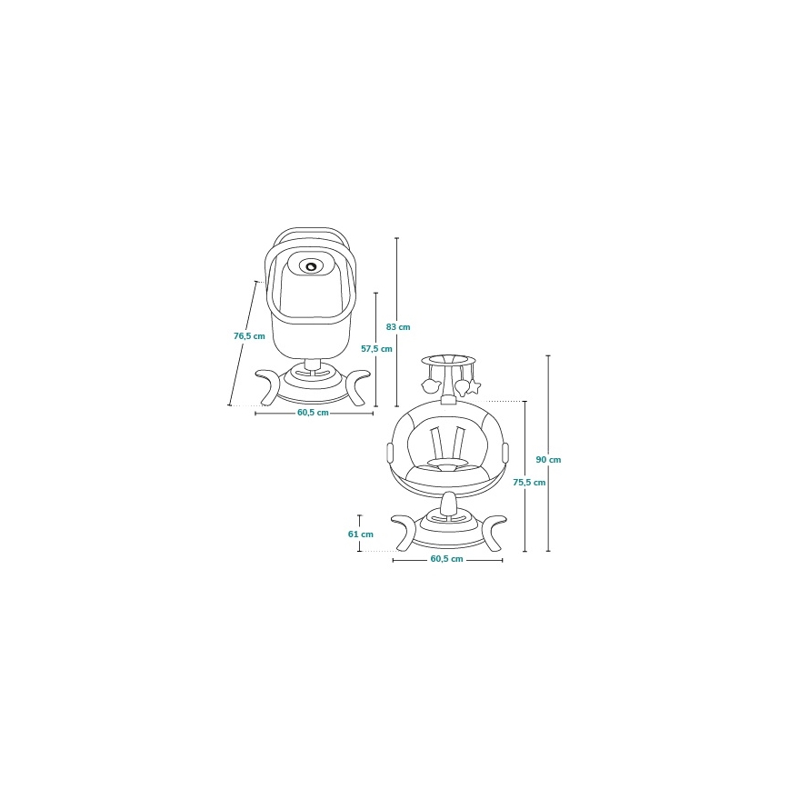 Lionelo - Sdraietta per neonati con melodia 2 in 1 BELLA 4xAA Grigio Cemento + telecomando