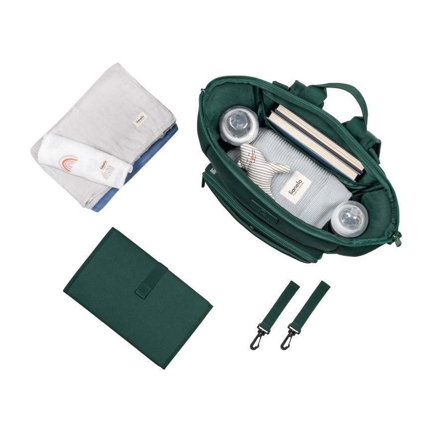 Lionelo - Borsa fasciatoio per passeggino CUBE Green Forest