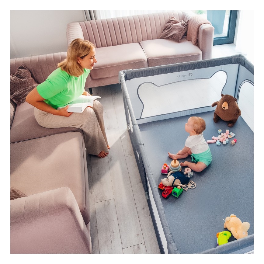 Lionelo - Box giochi WILLOW grigio