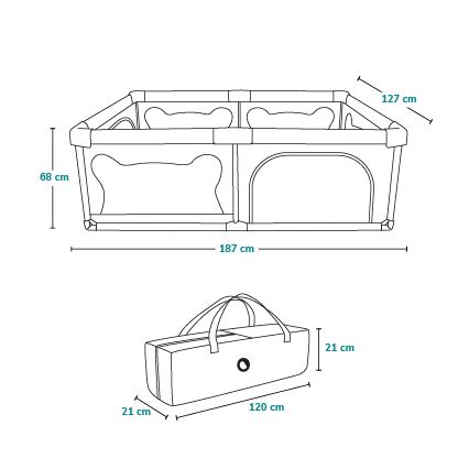 Lionelo - Box giochi WILLOW grigio