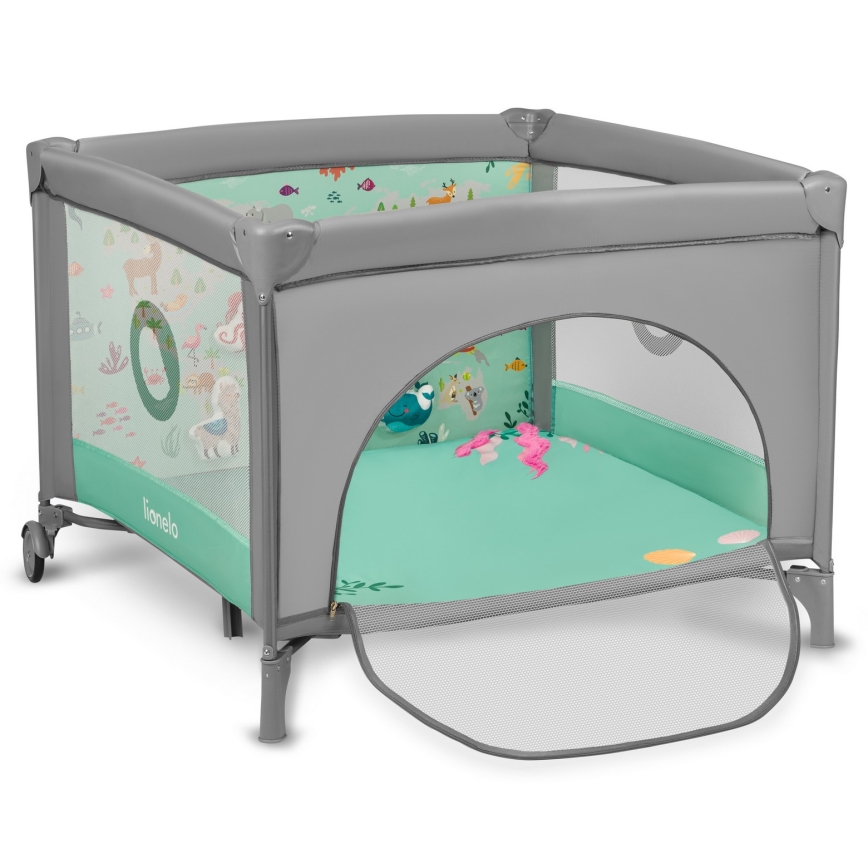 Lionelo - Box per bambini MILLE Grigio Verde
