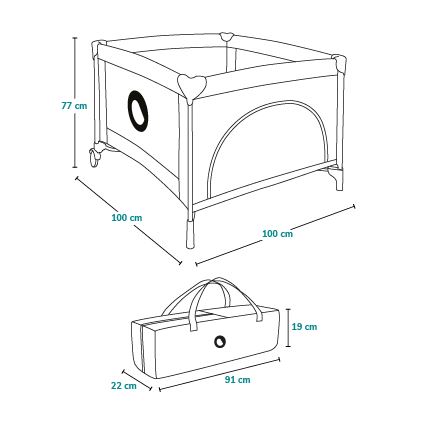 Lionelo - Box per bambini MILLE Grigio Verde