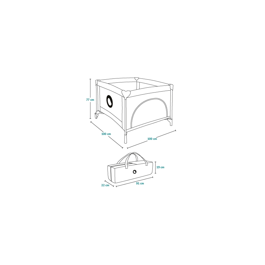 Lionelo - Box per bambini MILLE Grigio Verde