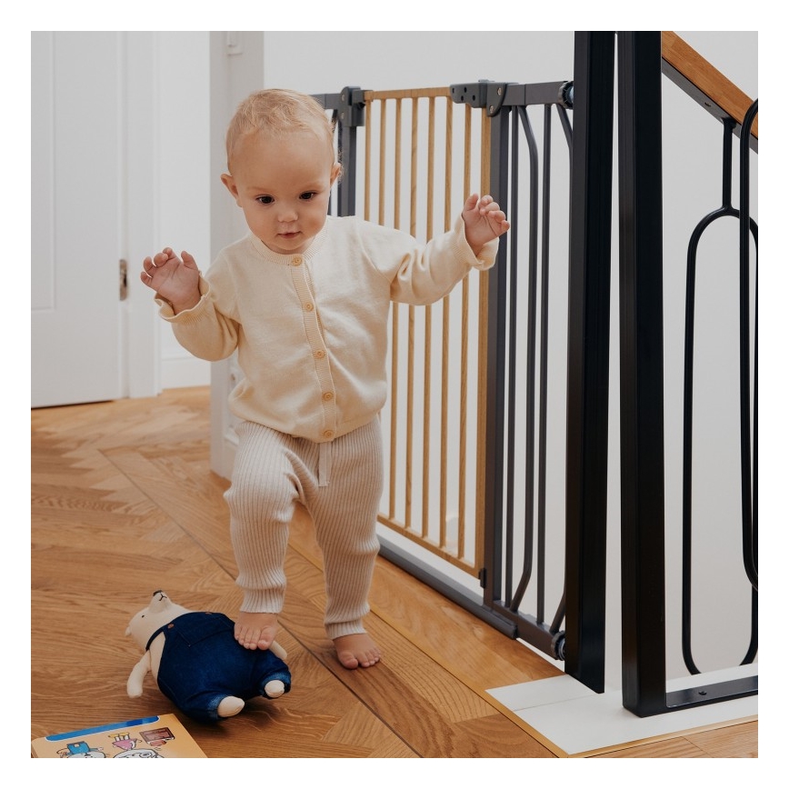 Lionelo - Cancello di sicurezza TRUUS SLIM nero/marrone