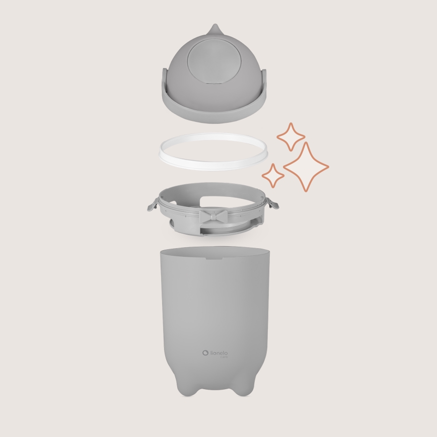 Lionelo - Contenitore per pannolini PUREBIN 10 l Grigio