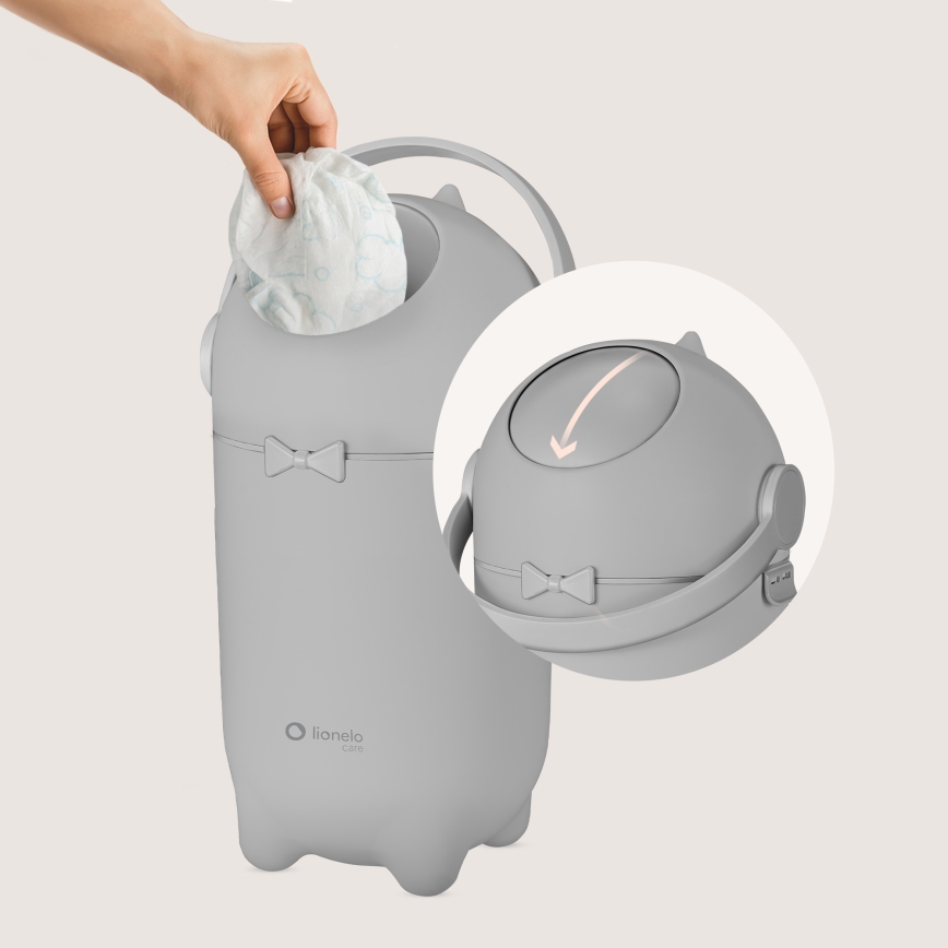Lionelo - Contenitore per pannolini PUREBIN 10 l Grigio