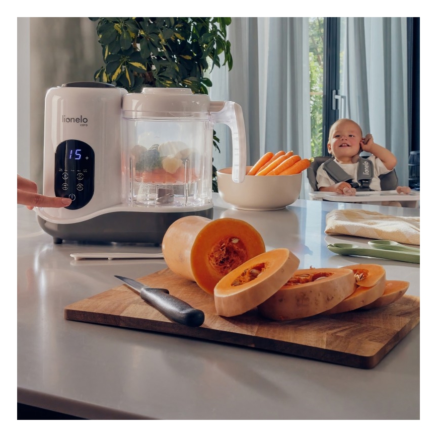 Lionelo - Cuocipappa a vapore 5 in 1 BABYMENU 110W/230V bianco/grigio