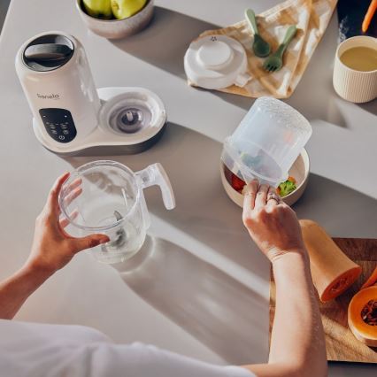 Lionelo - Cuocipappa a vapore 5 in 1 BABYMENU 110W/230V bianco/grigio