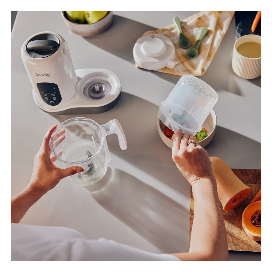 Lionelo - Cuocipappa a vapore 5 in 1 BABYMENU 110W/230V bianco/grigio