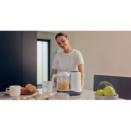 Lionelo - Cuocipappa a vapore 5 in 1 BABYMENU 110W/230V bianco/grigio