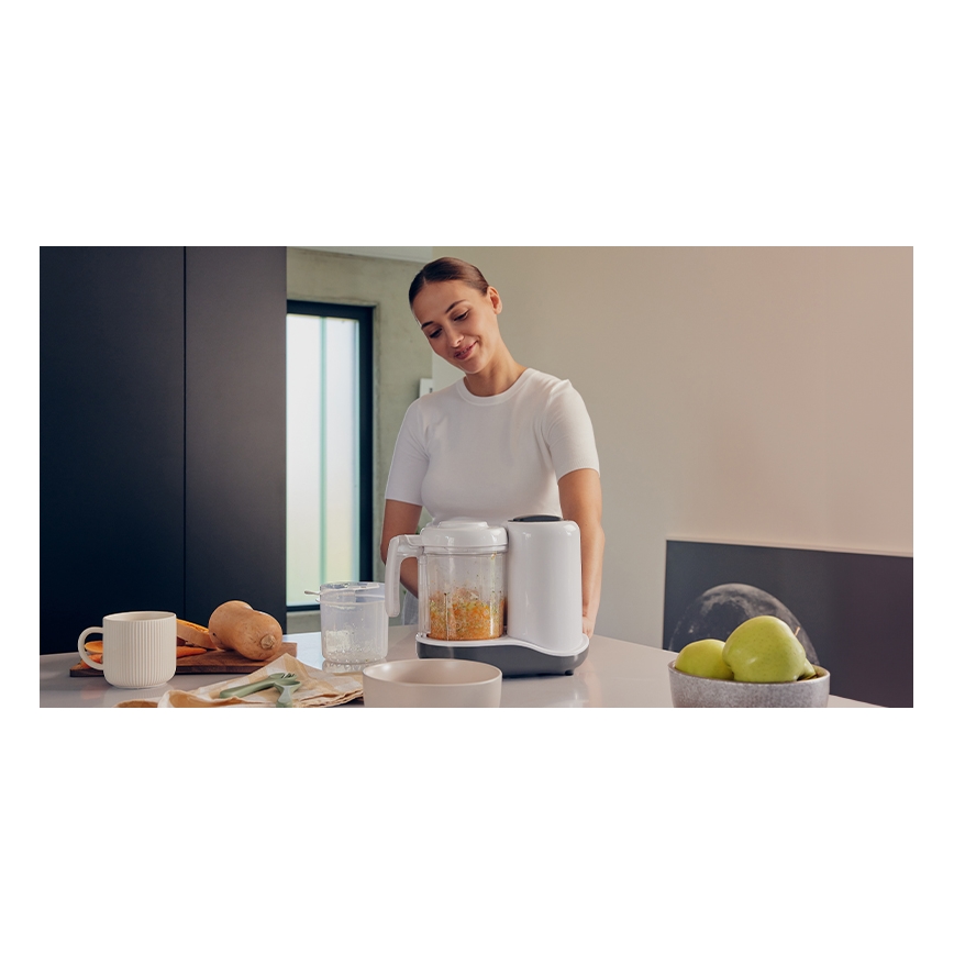 Lionelo - Cuocipappa a vapore 5 in 1 BABYMENU 110W/230V bianco/grigio