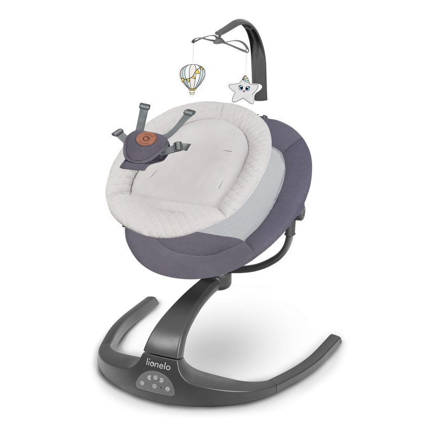 Lionelo - Dondolino musicale per bambini RINA 4xAA Grigio Cemento + telecomando