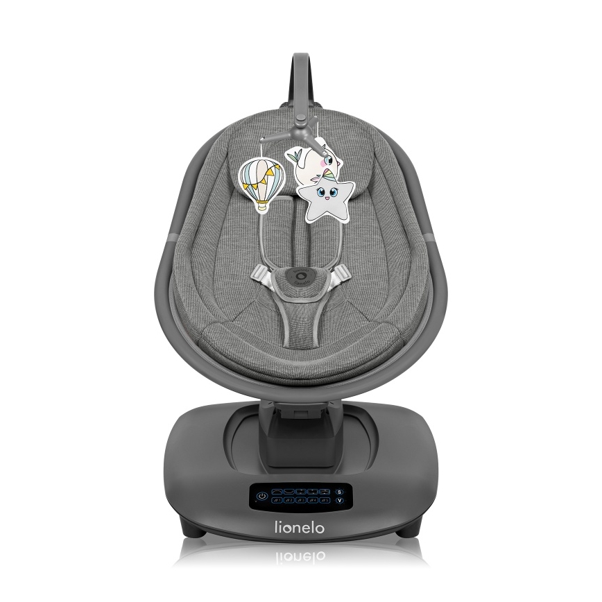Lionelo - Dondolo musicale per bambini BLOSSOM Grigio Cemento + telecomando