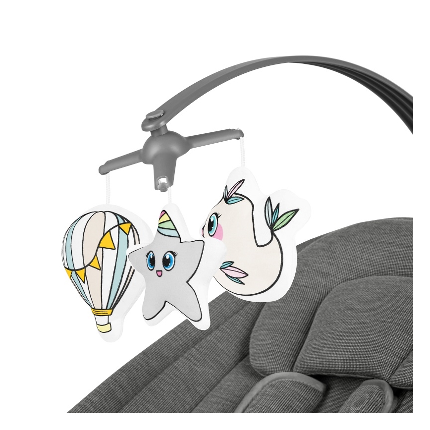 Lionelo - Dondolo musicale per bambini BLOSSOM Grigio Cemento + telecomando