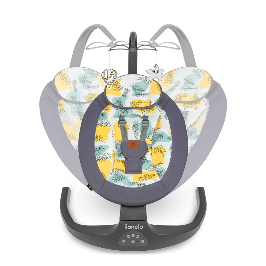 Lionelo - Dondolo musicale per bambini RALF 4xAA Grigio Cemento + telecomando