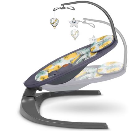 Lionelo - Dondolo musicale per bambini RALF 4xAA Grigio Cemento + telecomando