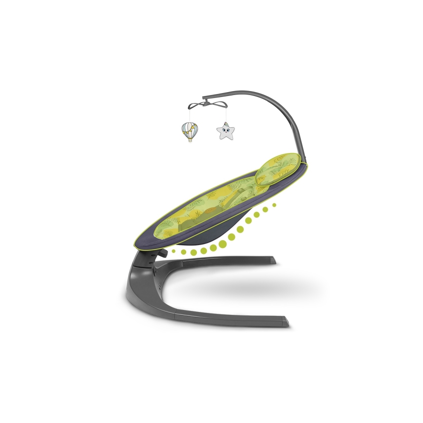 Lionelo - Dondolo musicale per bambini RALF 4xAA Grigio Cemento + telecomando