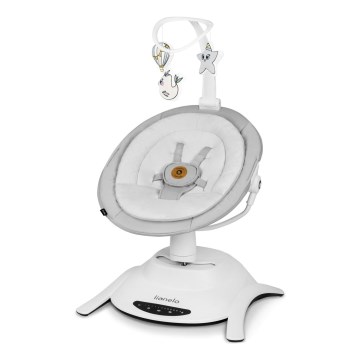 Lionelo - Dondolo per bambini BELLA con melodia, Grigio Cemento + telecomando