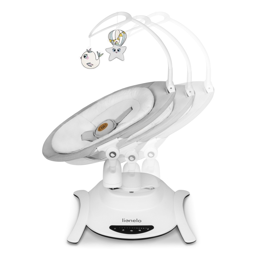 Lionelo - Dondolo per bambini BELLA con melodia, Grigio Cemento + telecomando
