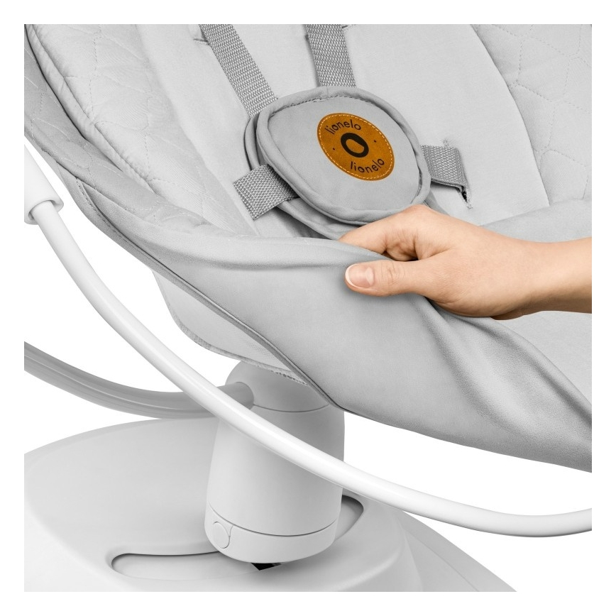 Lionelo - Dondolo per bambini BELLA con melodia, Grigio Cemento + telecomando