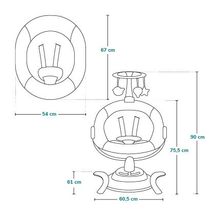 Lionelo - Dondolo per bambini BELLA con melodia, Grigio Cemento + telecomando