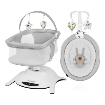 Lionelo - Dondolo per bambini con melodia 2 in 1 BELLA 4xAA Grigio Cemento + telecomando