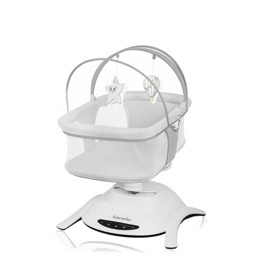 Lionelo - Dondolo per bambini con melodia 2 in 1 BELLA 4xAA Grigio Cemento + telecomando