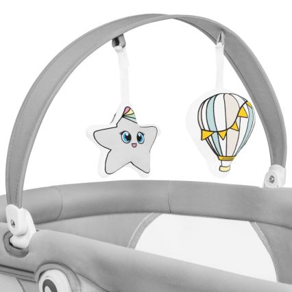 Lionelo - Dondolo per bambini con melodia 2 in 1 BELLA 4xAA Grigio Cemento + telecomando