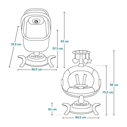Lionelo - Dondolo per bambini con melodia 2 in 1 BELLA 4xAA Grigio Cemento + telecomando