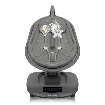 Lionelo - Dondolo per bambini con melodia BLOSSOM Grigio Cemento + telecomando
