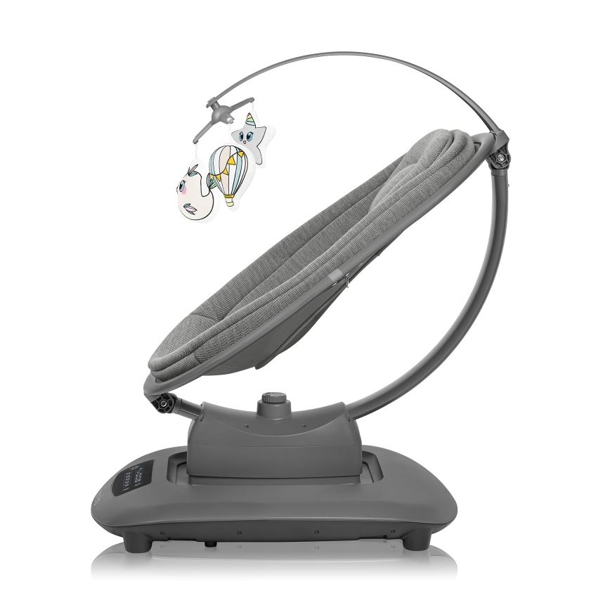 Lionelo - Dondolo per bambini con melodia BLOSSOM Grigio Cemento + telecomando