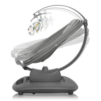 Lionelo - Dondolo per bambini con melodia BLOSSOM Grigio Cemento + telecomando