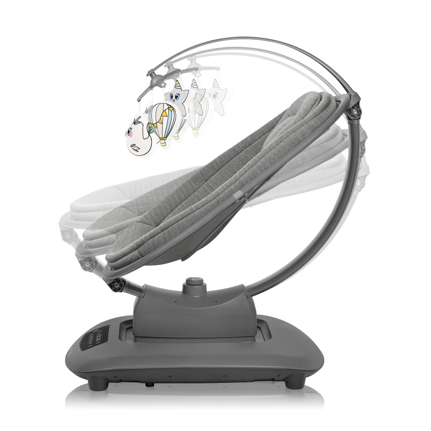 Lionelo - Dondolo per bambini con melodia BLOSSOM Grigio Cemento + telecomando