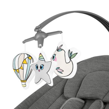 Lionelo - Dondolo per bambini con melodia BLOSSOM Grigio Cemento + telecomando