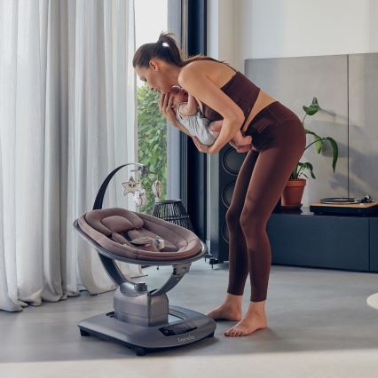 Lionelo - Dondolo per bambini con melodia BLOSSOM Pink Mauve + telecomando