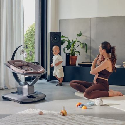 Lionelo - Dondolo per bambini con melodia BLOSSOM Pink Mauve + telecomando