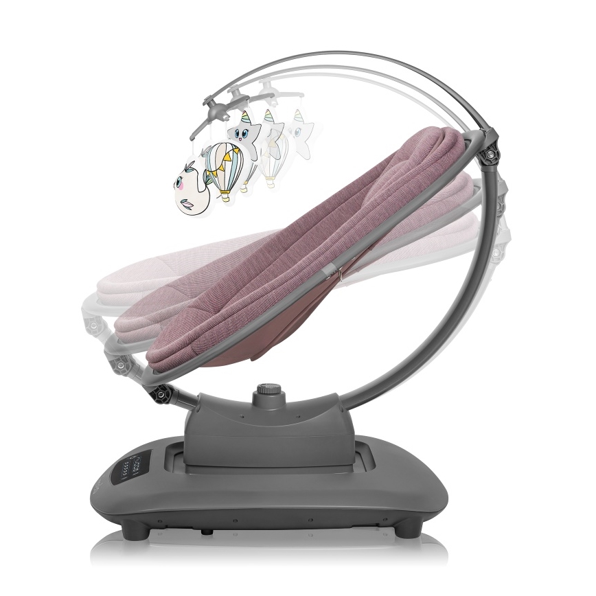 Lionelo - Dondolo per bambini con melodia BLOSSOM Pink Mauve + telecomando