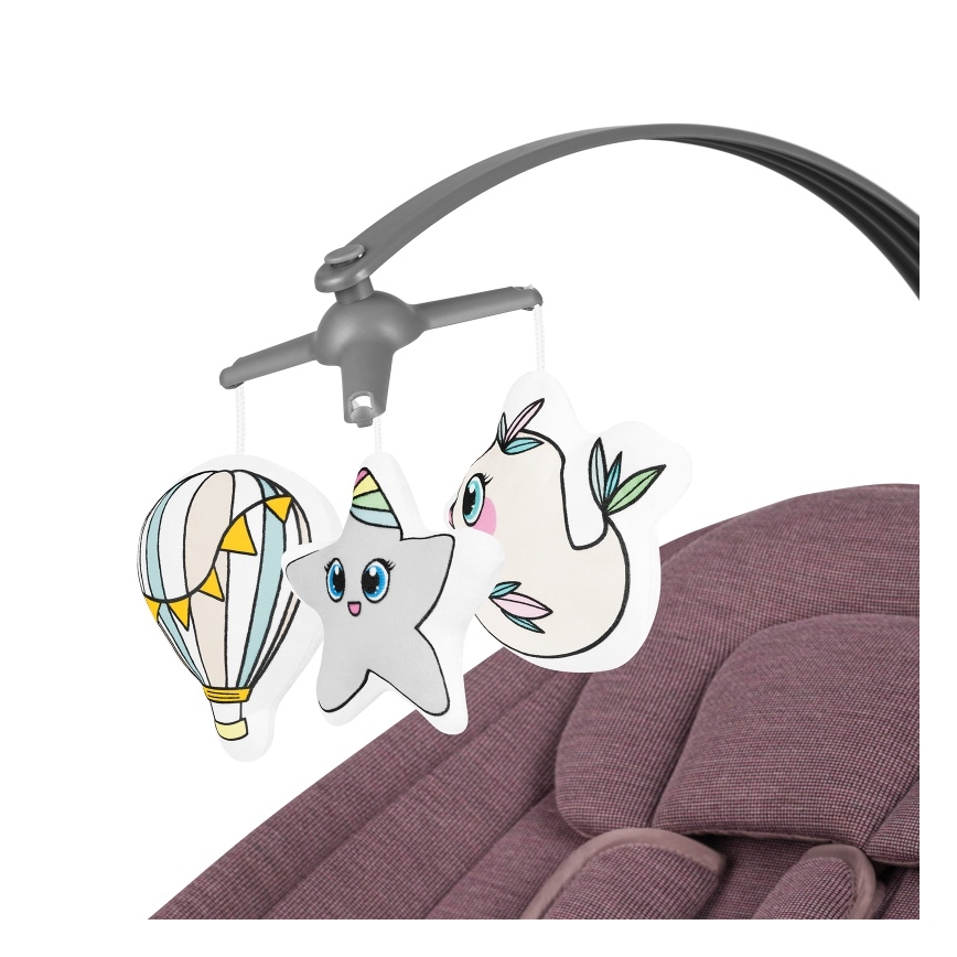 Lionelo - Dondolo per bambini con melodia BLOSSOM Pink Mauve + telecomando